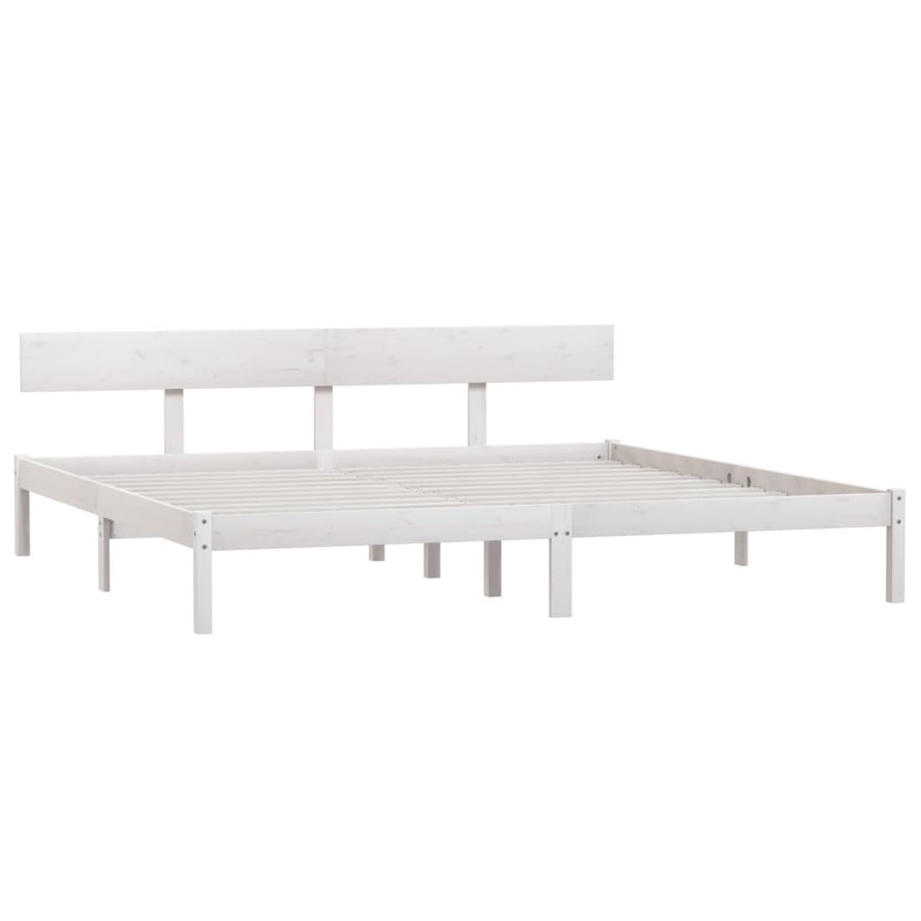 Solid Wood Super King Bed Frame - White Finish, No Mattress