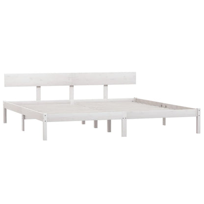 Solid Wood Super King Bed Frame - White Finish, No Mattress