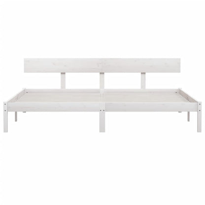 Solid Wood Super King Bed Frame - White Finish, No Mattress