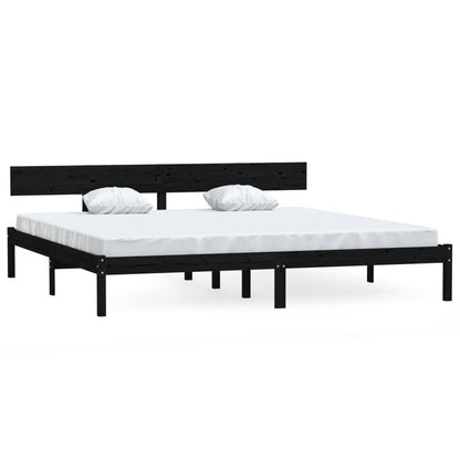 Super King Black Solid Wood Bed Frame - No Mattress Included