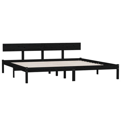 Super King Black Solid Wood Bed Frame - No Mattress Included