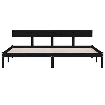 Super King Black Solid Wood Bed Frame - No Mattress Included
