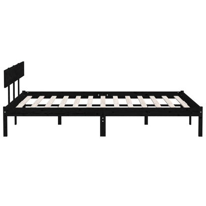 Super King Black Solid Wood Bed Frame - No Mattress Included