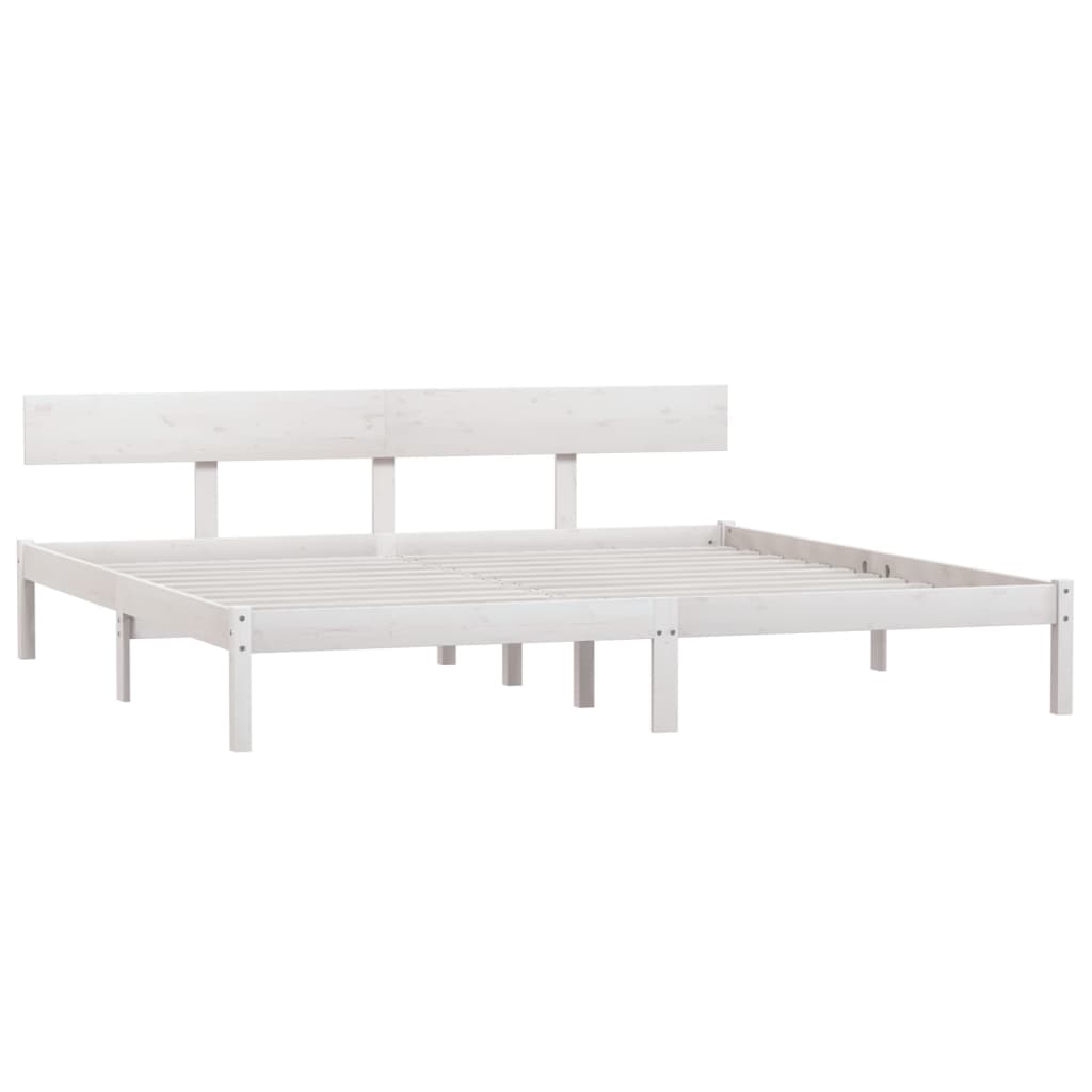 Solid Wood White Bed Frame 200x200 cm - No Mattress Included