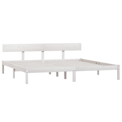 Solid Wood White Bed Frame 200x200 cm - No Mattress Included