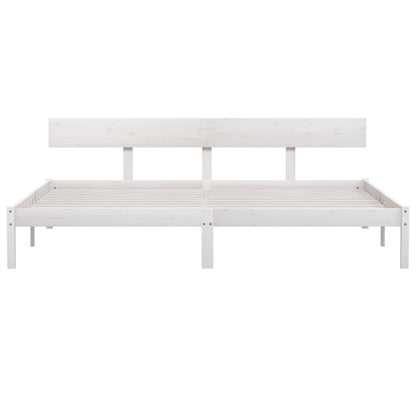 Solid Wood White Bed Frame 200x200 cm - No Mattress Included