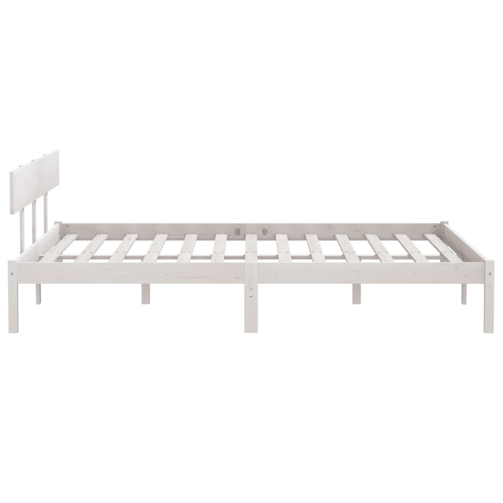Solid Wood White Bed Frame 200x200 cm - No Mattress Included