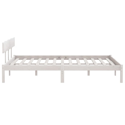 Solid Wood White Bed Frame 200x200 cm - No Mattress Included