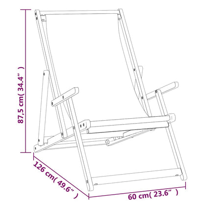 Teak Folding Beach Chair - Solid Wood, Blue Upholstery