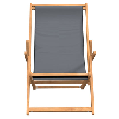 Teak Grey Folding Beach Chair - Solid Wood Comfort & Style