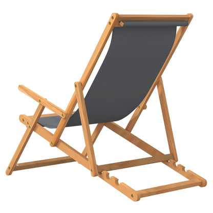 Teak Grey Folding Beach Chair - Solid Wood Comfort & Style