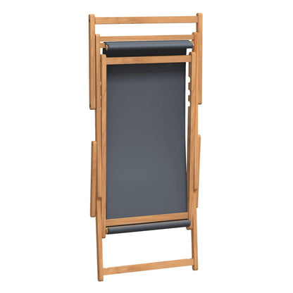 Teak Grey Folding Beach Chair - Solid Wood Comfort & Style