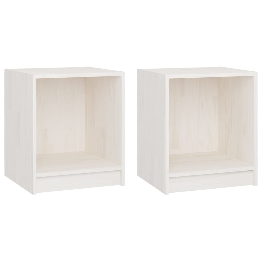 White Solid Pine Bedside Cabinets - 2 pcs, 35.5x33.5x41.5 cm