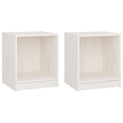 White Solid Pine Bedside Cabinets - 2 pcs, 35.5x33.5x41.5 cm