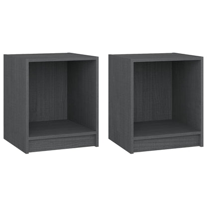Solid Pinewood Bedside Cabinets 2pcs Grey 35.5x33.5x41.5 cm