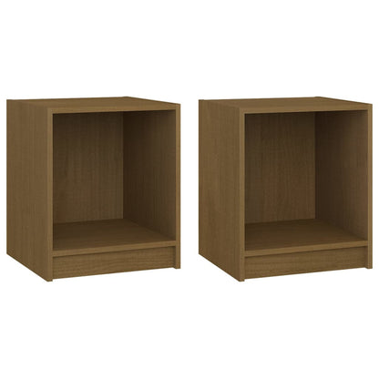 Solid Pinewood Bedside Cabinets, 2 Pcs, Honey Brown, 35.5x33.5x41.5 cm
