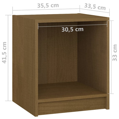 Solid Pinewood Bedside Cabinets, 2 Pcs, Honey Brown, 35.5x33.5x41.5 cm