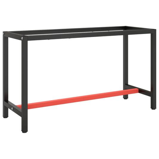 Metal Work Bench Frame: Matte Black & Red, 140x50x79 cm
