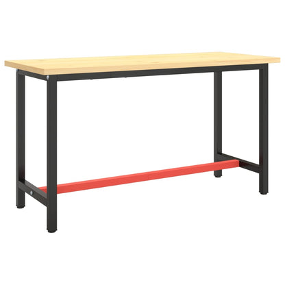 Metal Work Bench Frame: Matte Black & Red, 140x50x79 cm