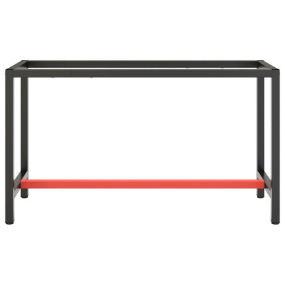 Metal Work Bench Frame: Matte Black & Red, 140x50x79 cm