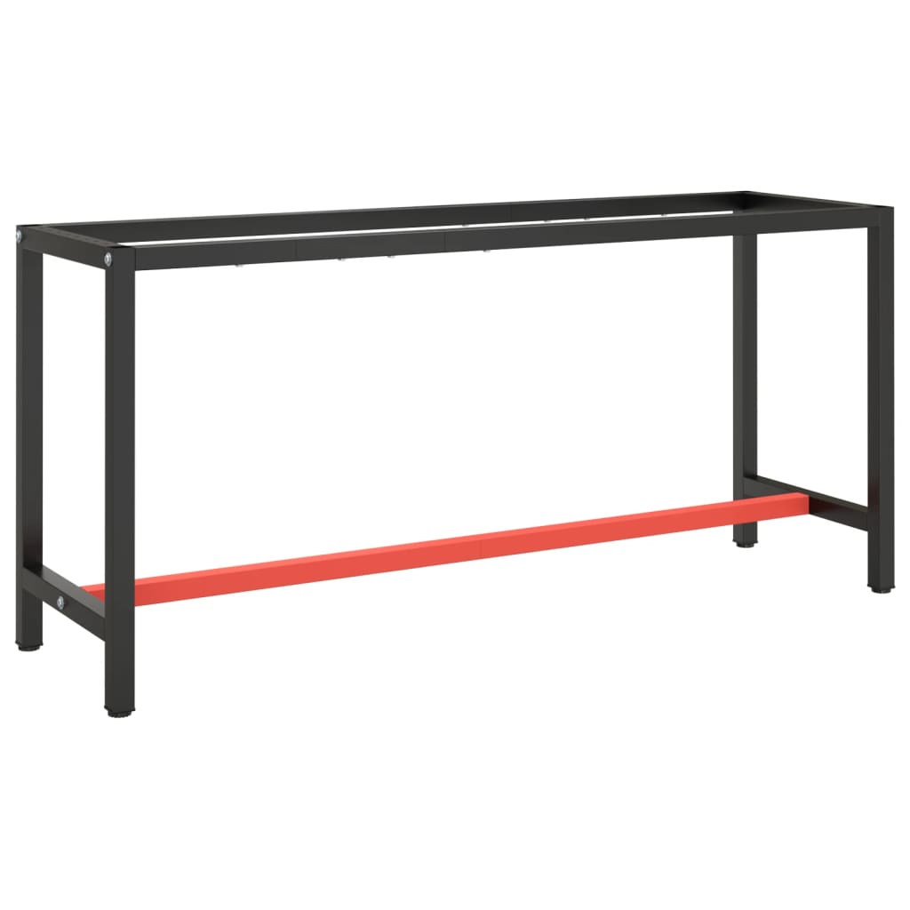 Sleek Metal Work Bench Frame 170x50x79 cm - Matte Black & Red