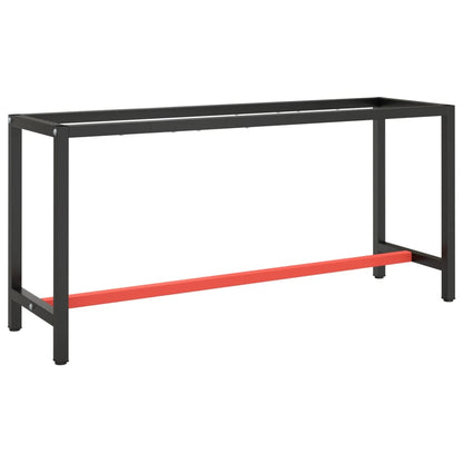 Sleek Metal Work Bench Frame 170x50x79 cm - Matte Black & Red