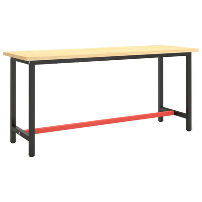 Sleek Metal Work Bench Frame 170x50x79 cm - Matte Black & Red