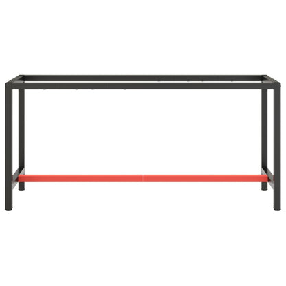 Sleek Metal Work Bench Frame 170x50x79 cm - Matte Black & Red