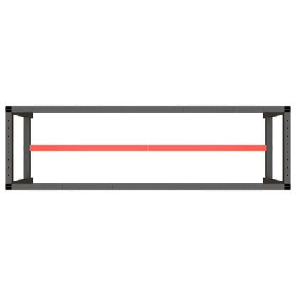 Sleek Metal Work Bench Frame 170x50x79 cm - Matte Black & Red