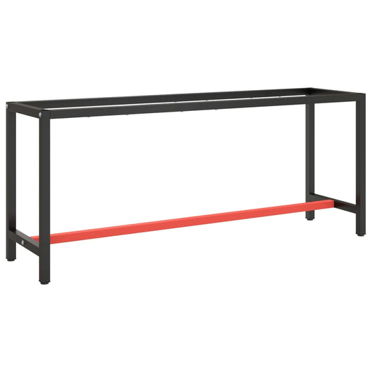 Dual-Tone Matte Black & Red Metal Work Bench Frame 190x50x79 cm