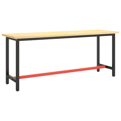 Dual-Tone Matte Black & Red Metal Work Bench Frame 190x50x79 cm