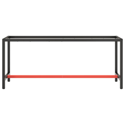 Dual-Tone Matte Black & Red Metal Work Bench Frame 190x50x79 cm