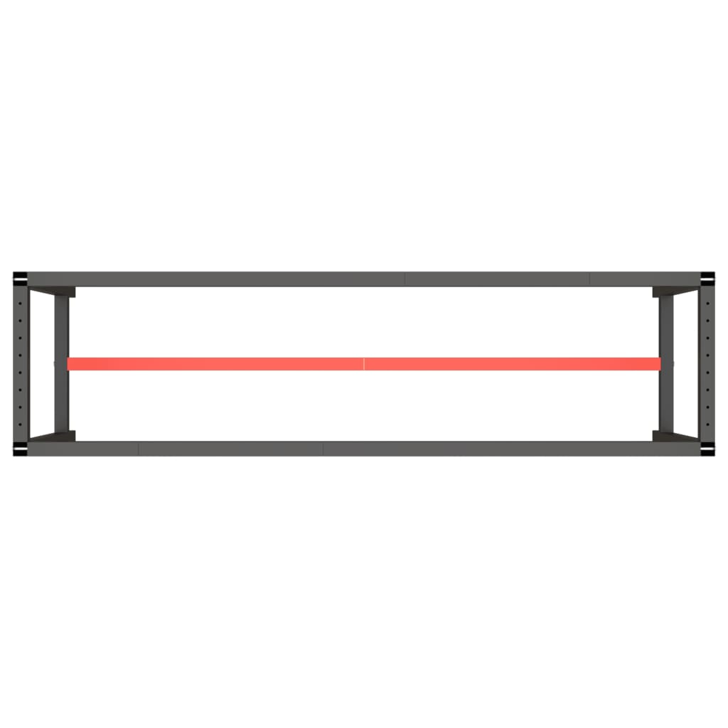 Dual-Tone Matte Black & Red Metal Work Bench Frame 190x50x79 cm