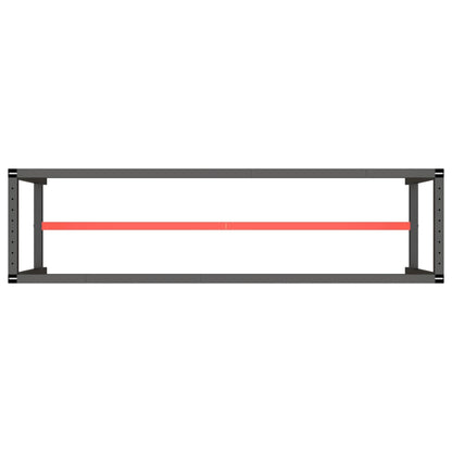 Dual-Tone Matte Black & Red Metal Work Bench Frame 190x50x79 cm
