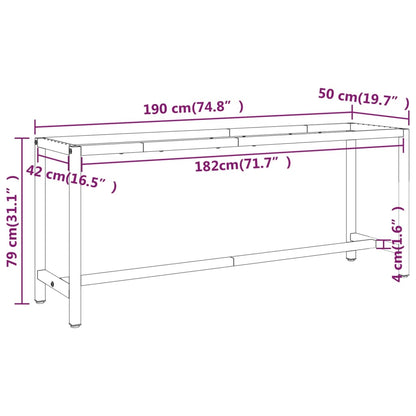 Dual-Tone Matte Black & Red Metal Work Bench Frame 190x50x79 cm