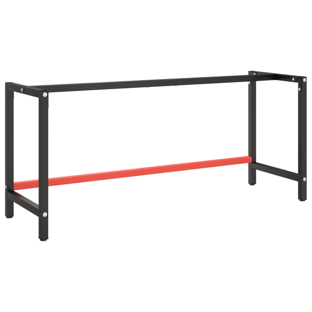 Dual-Color Metal Work Bench Frame, Matte Black/Red, 180x57x79 cm
