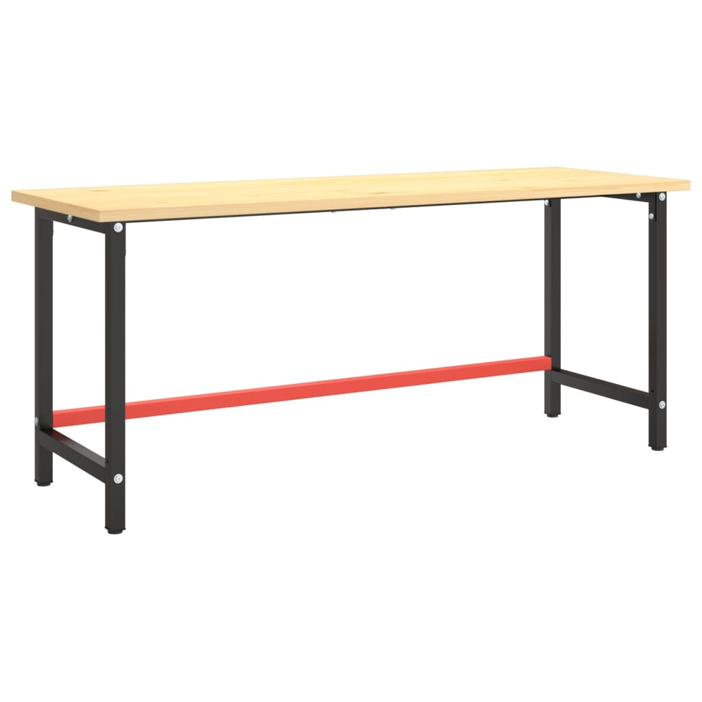 Dual-Color Metal Work Bench Frame, Matte Black/Red, 180x57x79 cm