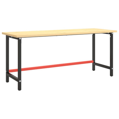 Dual-Color Metal Work Bench Frame, Matte Black/Red, 180x57x79 cm