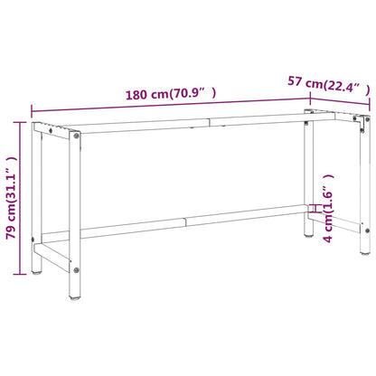 Dual-Color Metal Work Bench Frame, Matte Black/Red, 180x57x79 cm