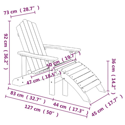 White HDPE Garden Adirondack Chair with Footstool - Durable Comfort
