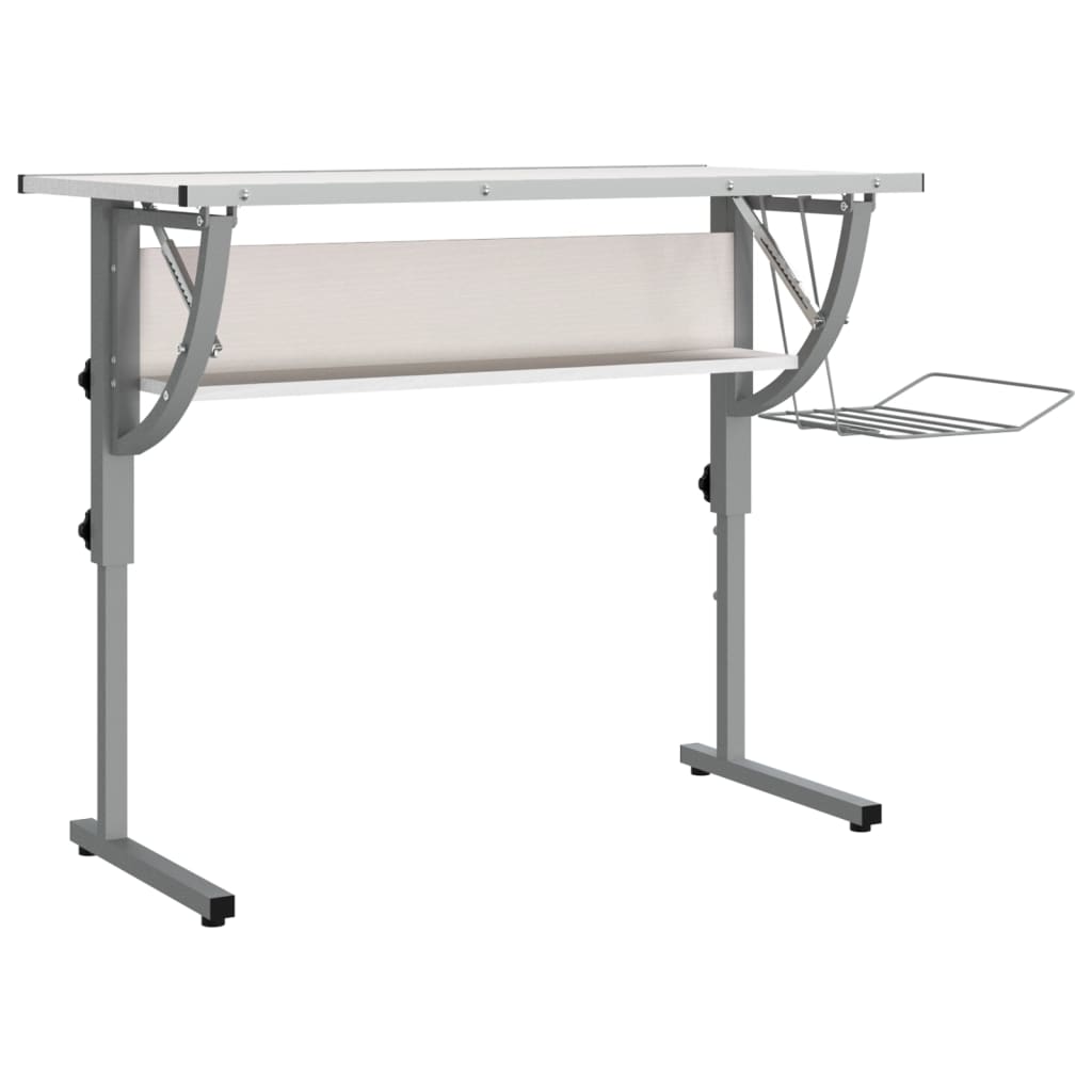 Adjustable White & Grey Craft Desk, 110x53cm, Wood & Steel