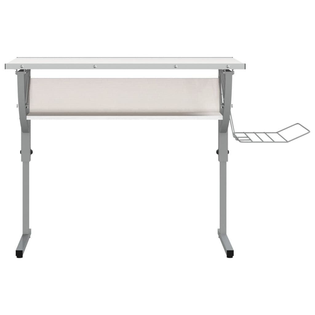 Adjustable White & Grey Craft Desk, 110x53cm, Wood & Steel