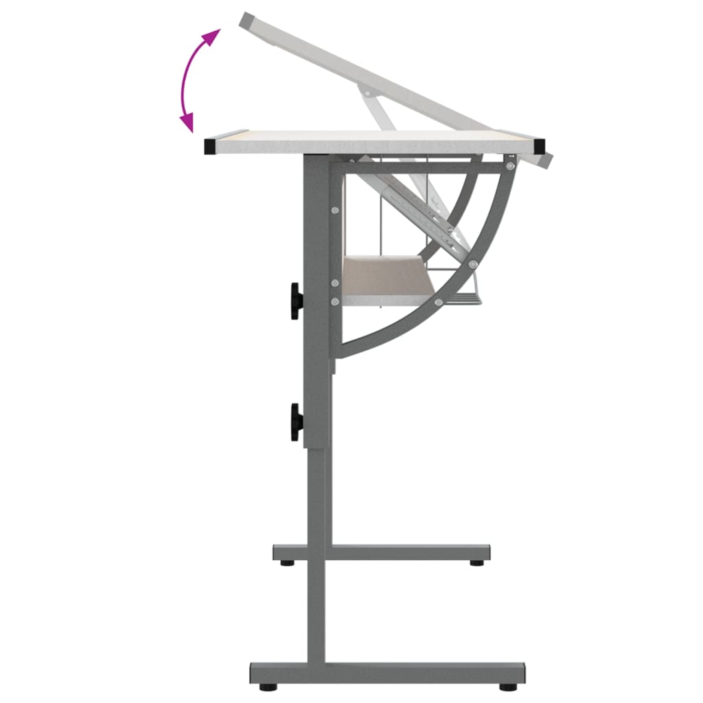 Adjustable White & Grey Craft Desk, 110x53cm, Wood & Steel