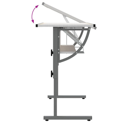Adjustable White & Grey Craft Desk, 110x53cm, Wood & Steel