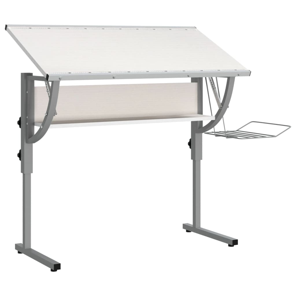 Adjustable White & Grey Craft Desk, 110x53cm, Wood & Steel