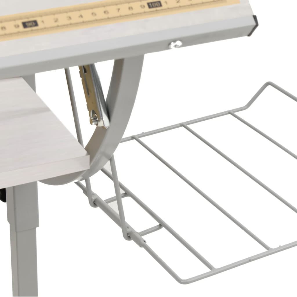 Adjustable White & Grey Craft Desk, 110x53cm, Wood & Steel