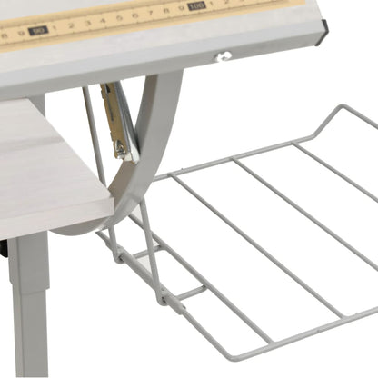 Adjustable White & Grey Craft Desk, 110x53cm, Wood & Steel