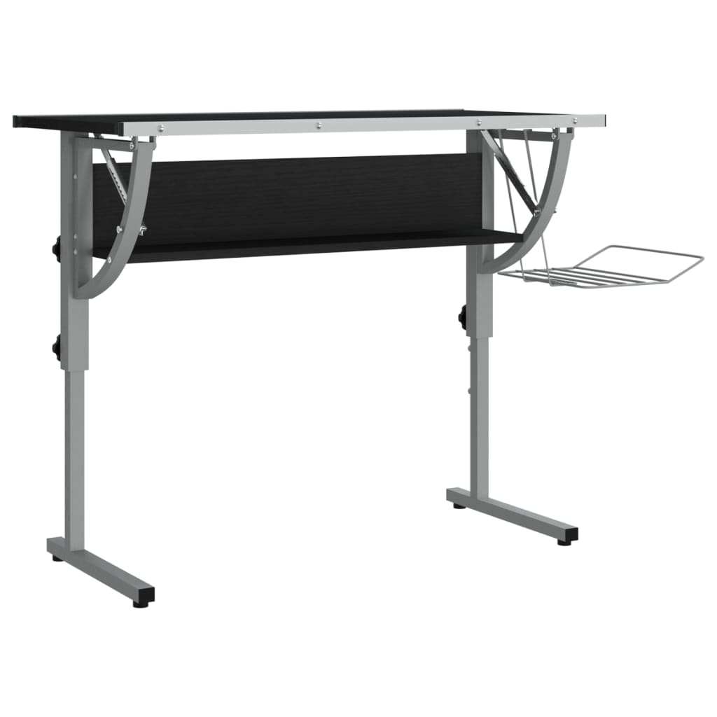 Adjustable Black & Grey Craft Desk, 110x53 cm, Engineered Wood & Steel