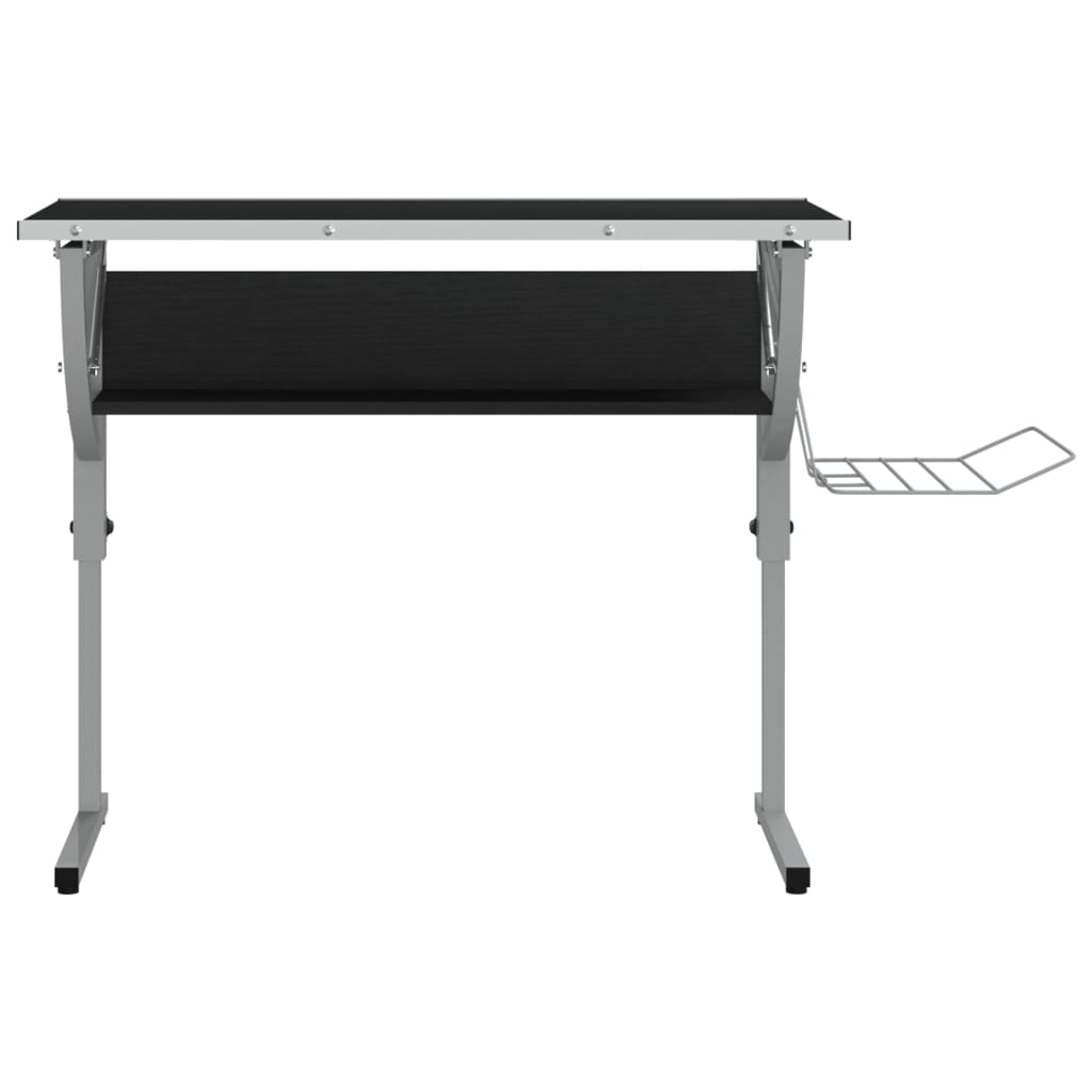 Adjustable Black & Grey Craft Desk, 110x53 cm, Engineered Wood & Steel