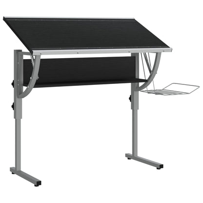 Adjustable Black & Grey Craft Desk, 110x53 cm, Engineered Wood & Steel